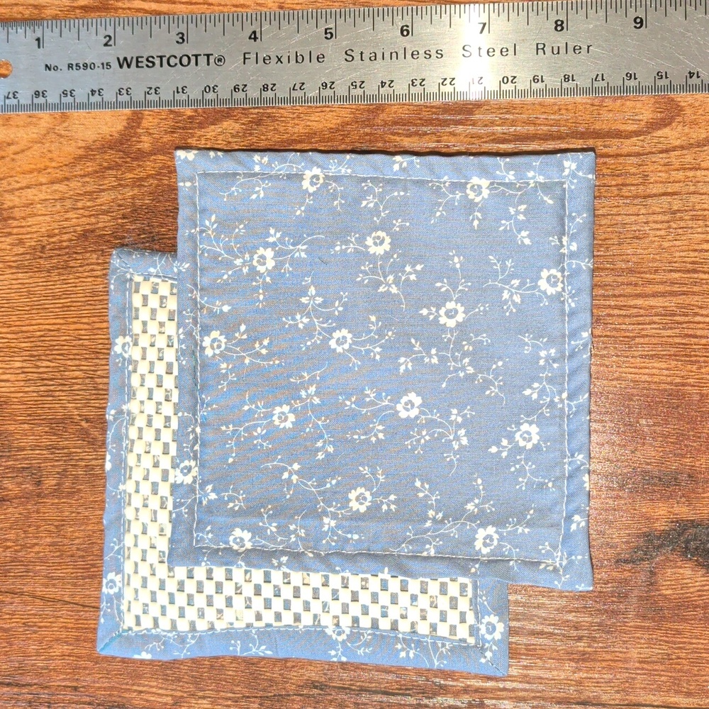 Blue Vintage Jar Openers Floral Farmhouse Novelty Print Handmade Grippers Set